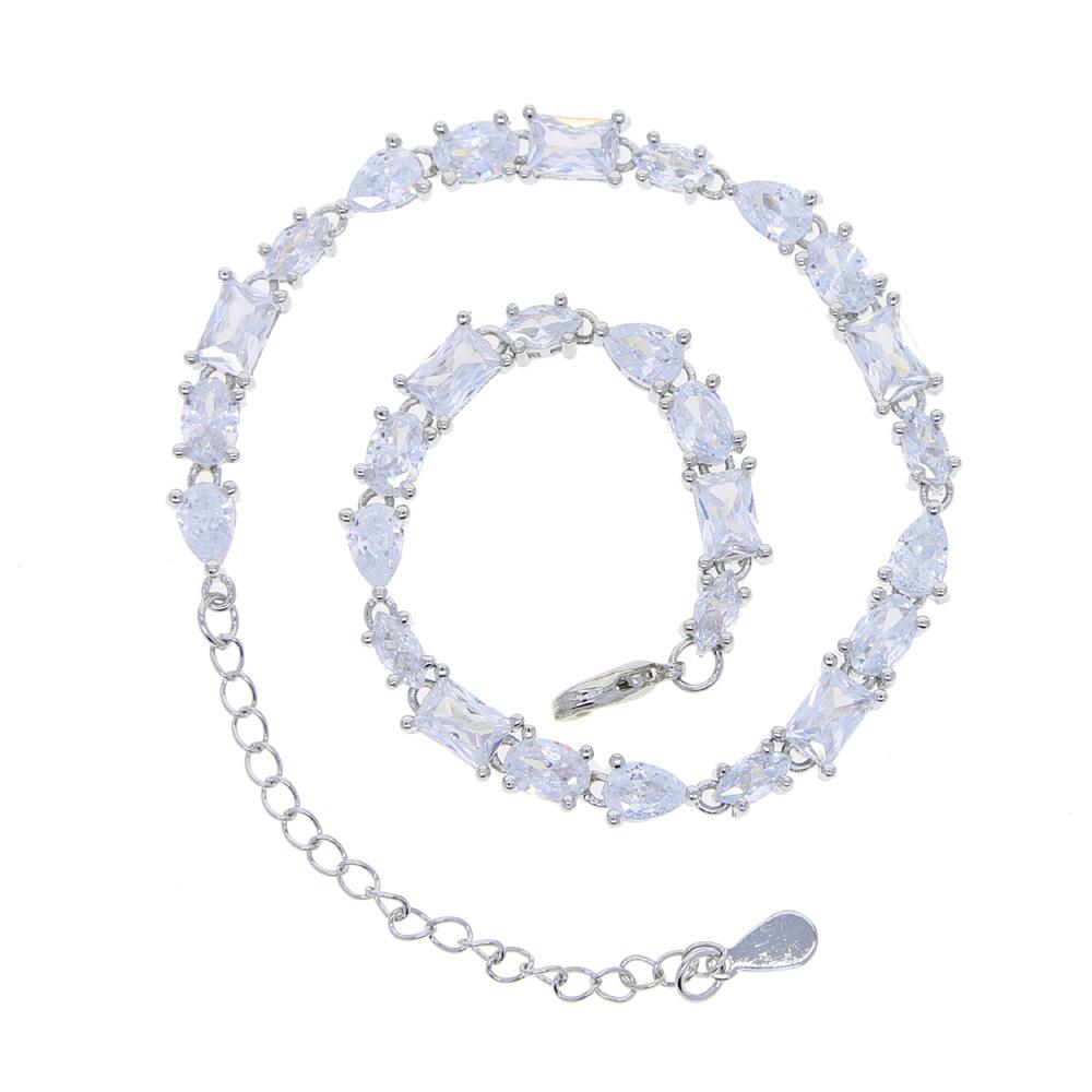European American Style Micro-Inlaid Zircon Water Drop Punk Iron Anklet with Rhombus Pattern for Women