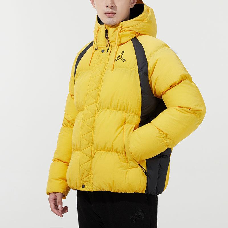 Jordan Color Block Printed Warm Hooded Cotton Jacket Men Jacket Yellow DA9807-781-