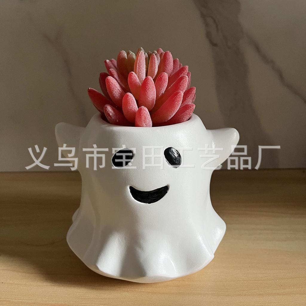 Ghost Succulent Pot Garden Garden Home Decoration Suitable for Ghost Festival Halloween Garden Tabletop Decoration