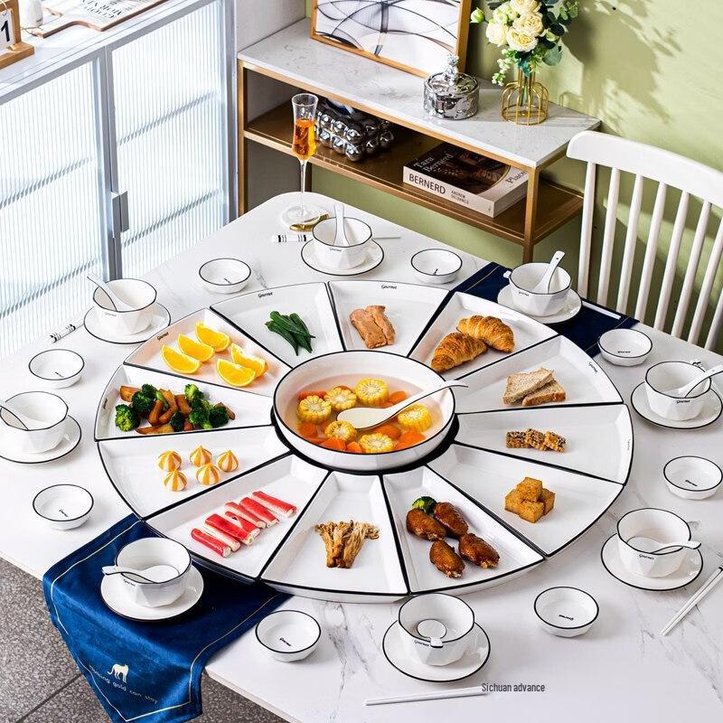 Nordisches Fächerförmiges Keramik-Mehrkammer-Platten-Set