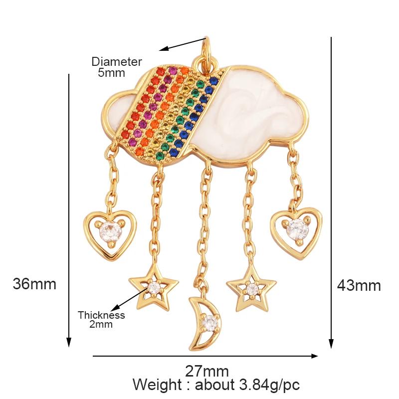 New Trendy Shining Space Sun Moon Star Charm Pendant, Gold Inlaid Cubic Zirconia Jewelry Necklace Bracelet Making Supply L44