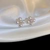 1Pair Simple Flower Pearl Sweet Earrings Trendy White Imitation Pearl Earrings For Women Elegant Bridal Wedding Jewelry