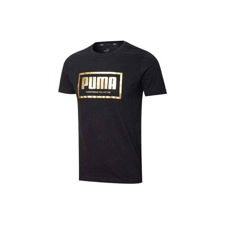 PUMA Metallic Logo T-Shirt Black Gold Men s 587587-01 M