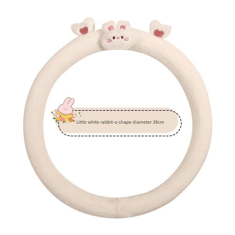 Car Steering Wheel Cover Summer Cartoon Cute Bear Short Plush Women's Steering Wheel Cover Universal for All Seasons Non-Slip and Warm