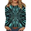 2025 New Women's Flower Fashion Print Long Sleeve T-shirt Sports Leisure Cute Polyester Ultra-thin Round Neck Long Sleeve