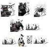 Easy Peel Window Graphics Halloween Spooky Bat Static Clings, Ghost House Glass Stickers, Adhesive-Free Beautification Sets Waterproof Decals for Bar