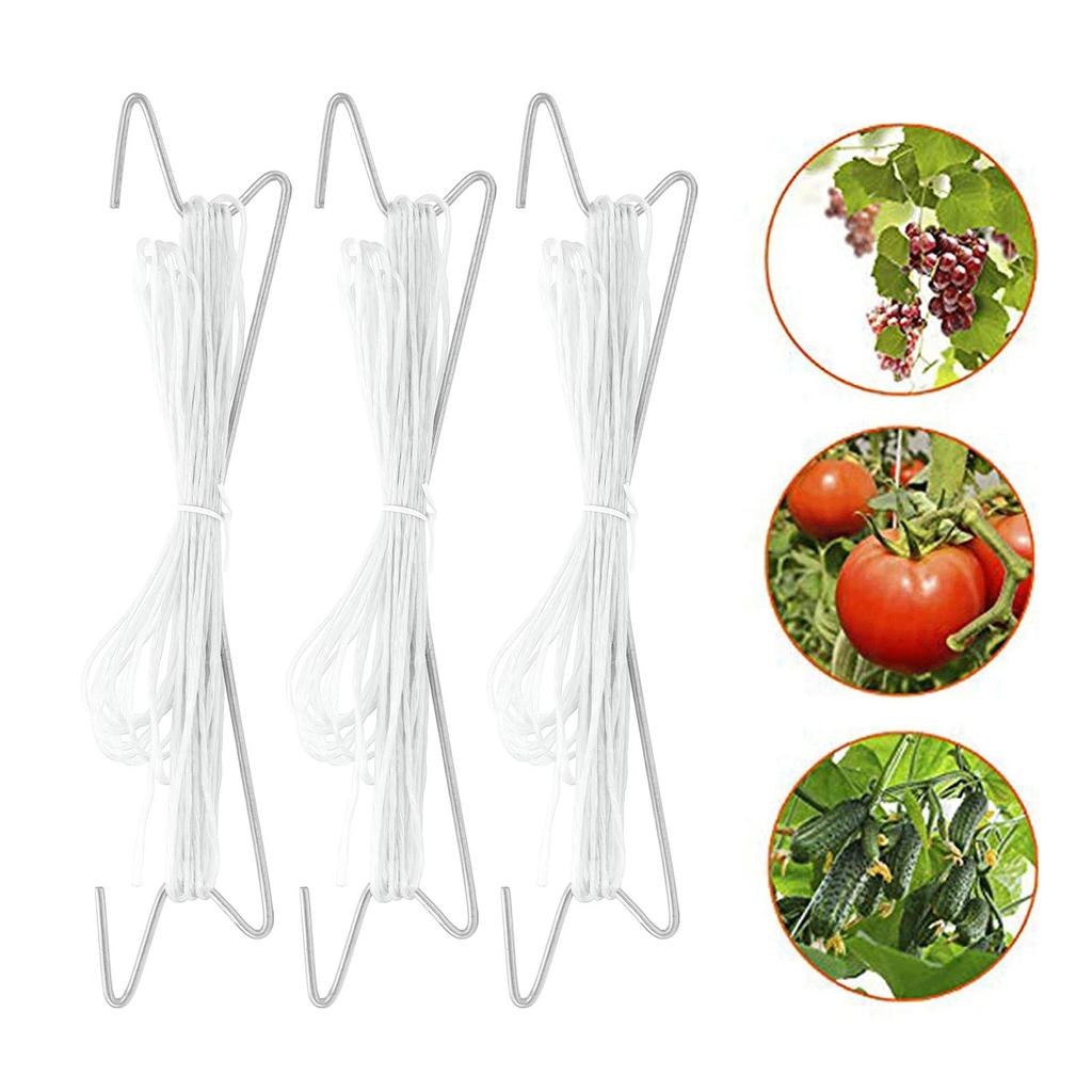 10PCS Tomato Support Hooks Iron Garden Plant Climbing Hooks with 10 Meters Twine to Prevent Tomatoes From Pinching Or Falling Off
