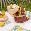 Panier - CREATIVE HOME - Bicolore Champignons - Osier naturel tressé main - Ficelles amovibles lavables - 43x33x40 cm