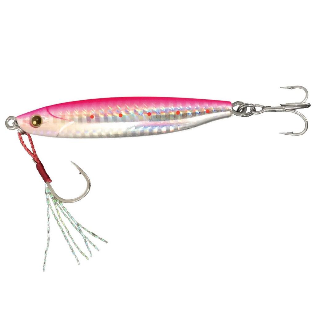 Saltina Fishing Metal Jig KAG-01 Analyzer Bullet 45g Pink Bait Saltwater Sinking Lure with Assist and Treble Hooks