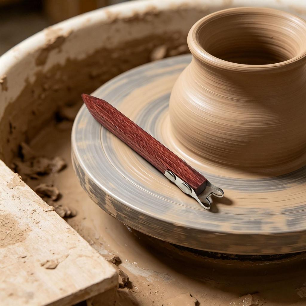 Pottery Foot Ring Tool Handmade Shapers with Wood Handle Pottery Foot And Rim Shape Tool for Centering Trim Cone Cutting Glazing