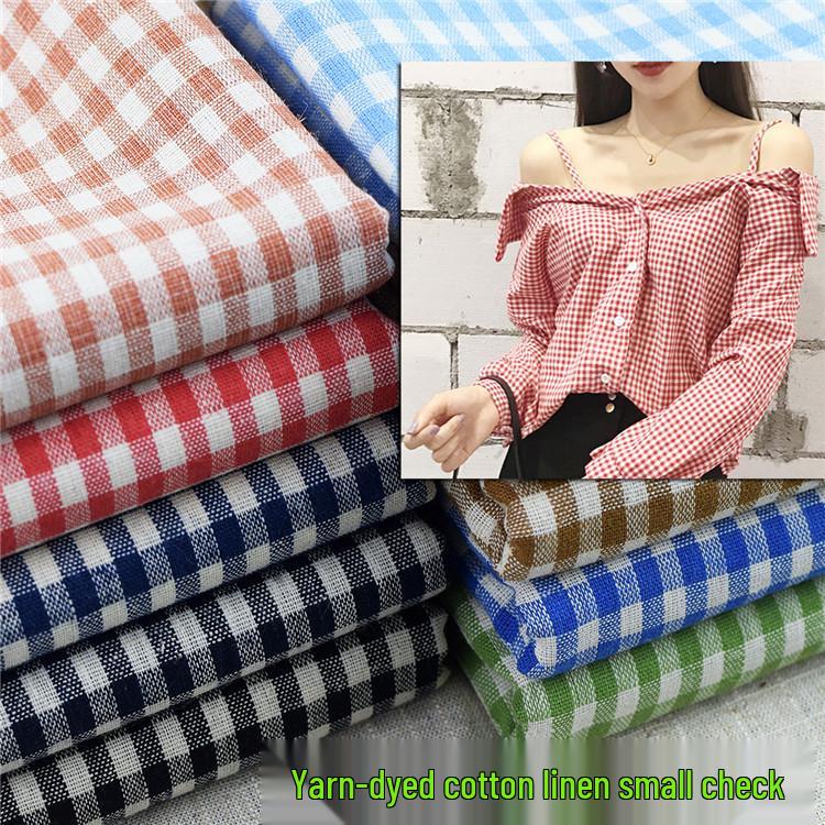 Lino Puro 21x17 Sarga Jacquard Raya Chambray Cuadros Algodón Ramio Tejido para Camisa