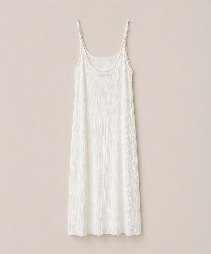 320SHOWROOM Pleated Slip Long Dress White