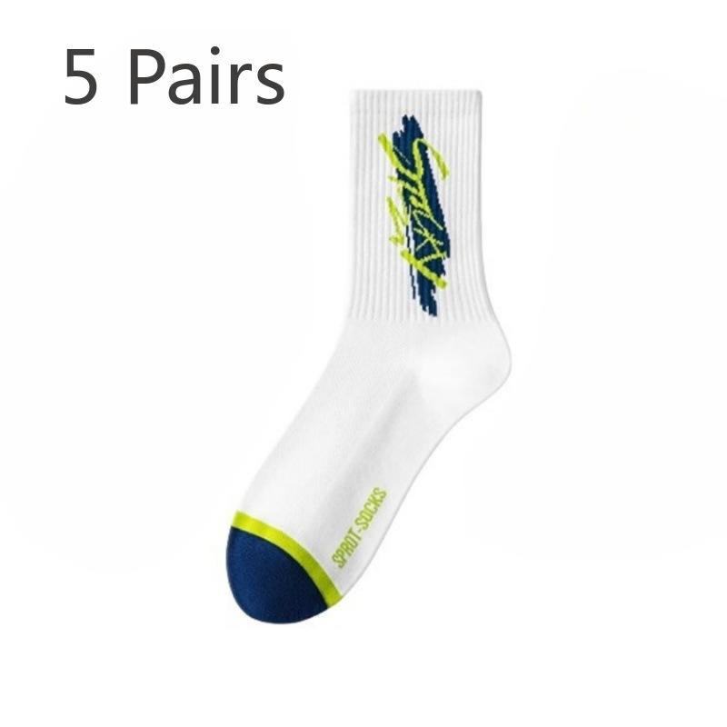 5 Pairs of Men's Summer Thin New Cotton Socks Absorb Sweat Breathable Tube Socks