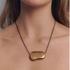 Geometric Stainless Steel Pendant Necklace With Adjustable Wax Cord For Unisex Fashion Accessory