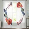 Wreath With Feathers In Boho Style Tulle Curtains For Living Room Decoration Modern Veil Chiffon Curtains Bedroom Sheer Voile