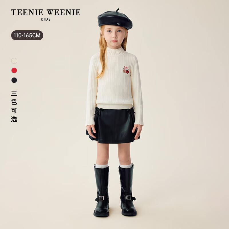 Teenie Weenie Kids Girls' Embroidered Cotton Turtleneck Baselayer