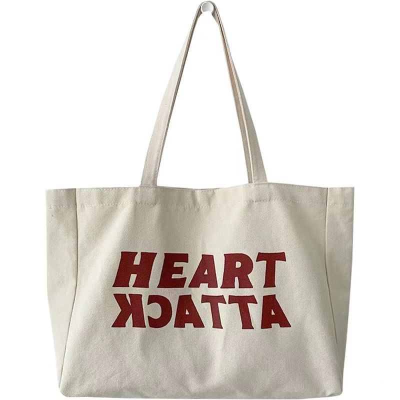 New Tote Bag for School Girls Versatile Ins Women's Shoulder Bag Casual Large Capacity Letter Canvas Bag