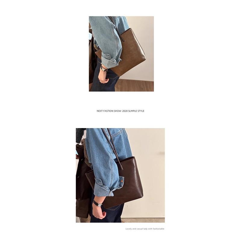 Winter Portable Commuter Bag Female Retro Simple Tote Bag Wild Large-capacity Shoulder Bag
