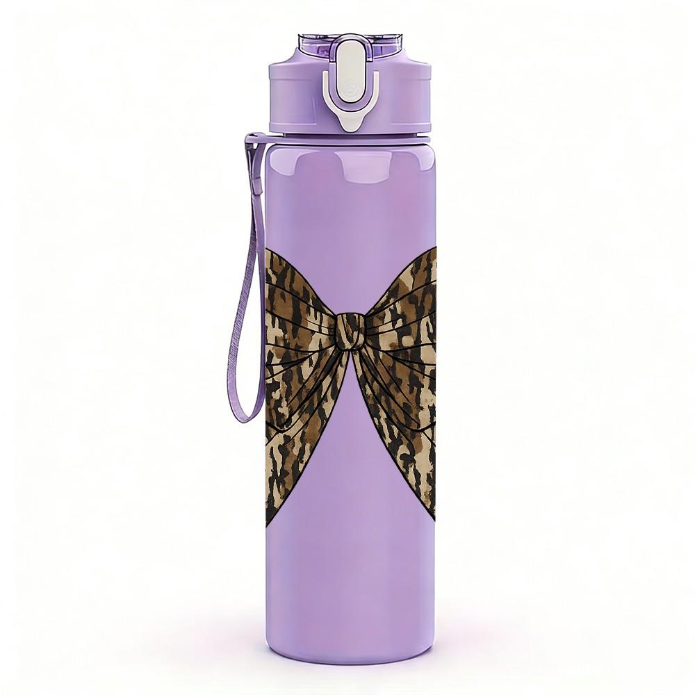 1PC Camo Hunting Bow Bowtie Print 750ml Color Plastic Sports Water Bottle Leakproof Flip Straw Lid Suitable for Sports Office Home Use