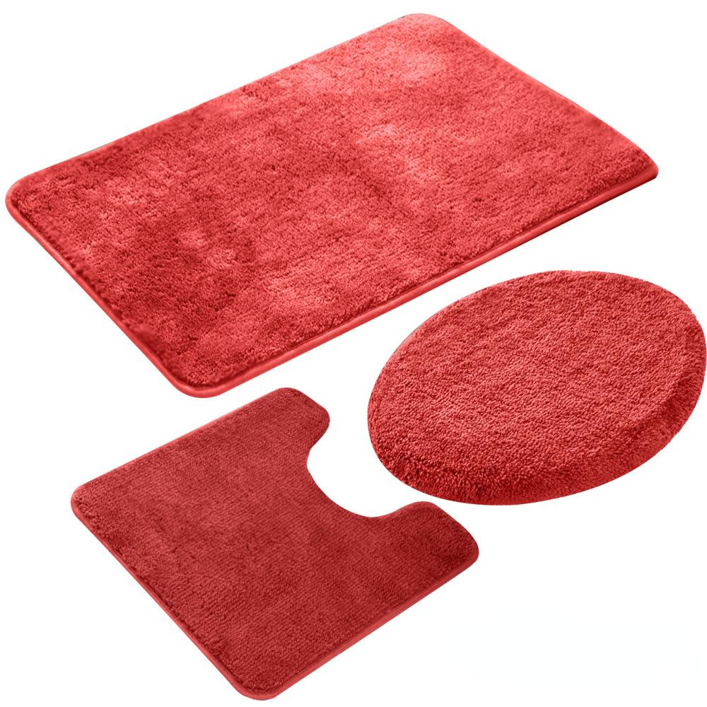 Set 3 pezzi Tappetino da bagno a tinta unita Set Tappeti da bagno con peli soffici Moderno Kit tappetini copriwater rettangolari 50*80 50*40 45*50cm