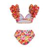 2024 High-Waist Gathered Bikini Set with Chiffon Skirt