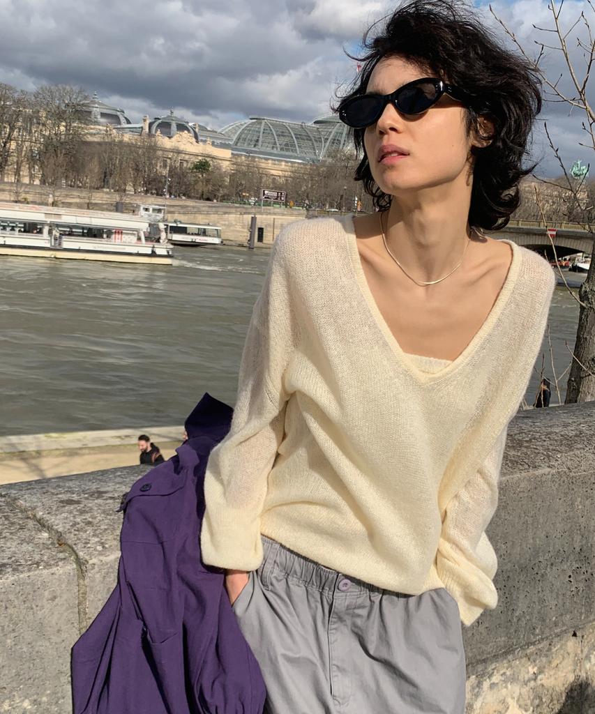CITTA Double Layered Vneck Tube Top Knit Set_Ctk258(5Color)