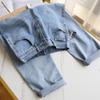 Women Jeans Spring Autumn Elastic Waist Light Blue Loose Denim Pants Harem Pants Female Casual Trousers