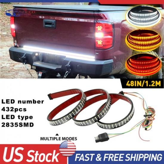 

48inch 432LED 3Row Strip Tailgate Light Bar Truck Reverse Brake Signal Tail Lamp
