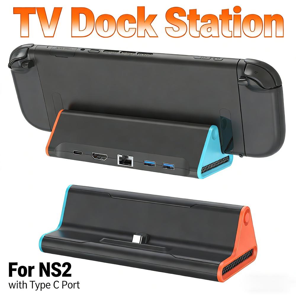 For NS2 TV Dock Station with Type C Port Game Console Charging Stand HD Fast Charging Console Adapter Base Gaming Accessories