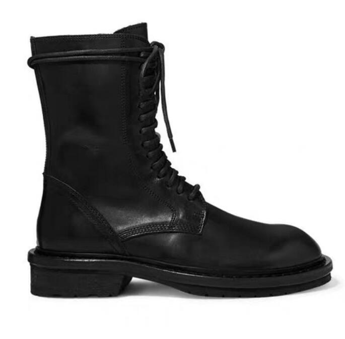 

Кожаные толстые каблуки мотоциклетные ботинки женские плюшевые платформы зимние ботфорты со шнуровкой круглый носок дизайн короткие ботильоны 35