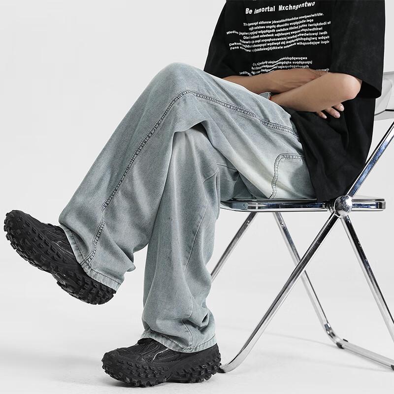 VUUG Men's American Retro Straight Wide-Leg Casual Jeans