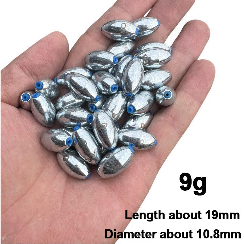 10pcs/Lot Alloy Hollow Olive Fishing Sinkers 3g/4g/5g/6g/7g/8g/9g/10g/12g/15g Carbon Steel Fishing Weights Fishing Accessories
