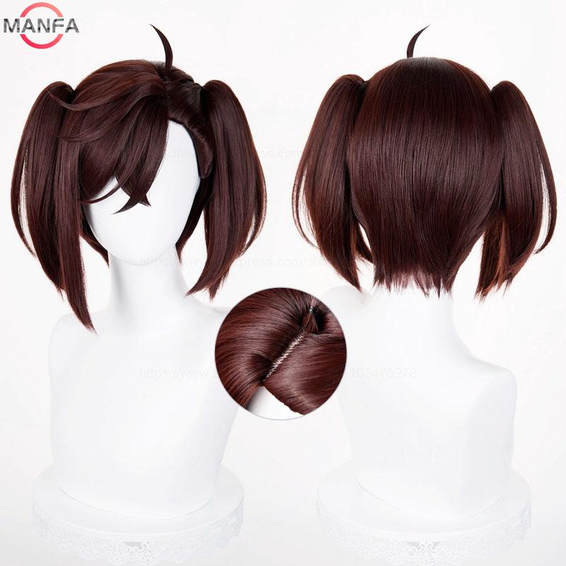 High Quality Momo Ayase Ekalun  Cosplay Wig Anime Dandadan Cosplay Short Brown Heat Resistant  Hair Anime Cosplay Wigs + Wig Cap