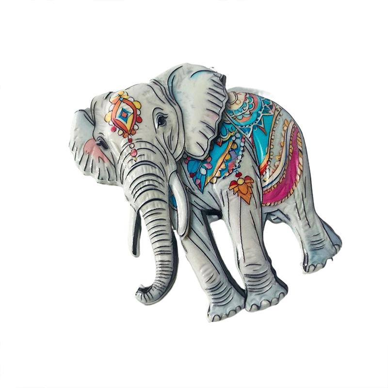 Cute Elephant Bohemian Pattern Resin Relief Magnet Traditional Design Stereo Relief For Refrigerator Travel Souvenir Magnetic