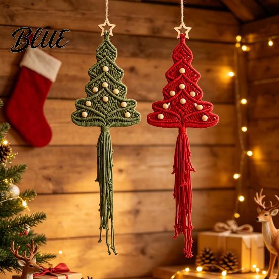 Unique DIY Christmas Trees Boho Make 2 Tree Kit Presents Braided Cotton Rope Knot Craft
