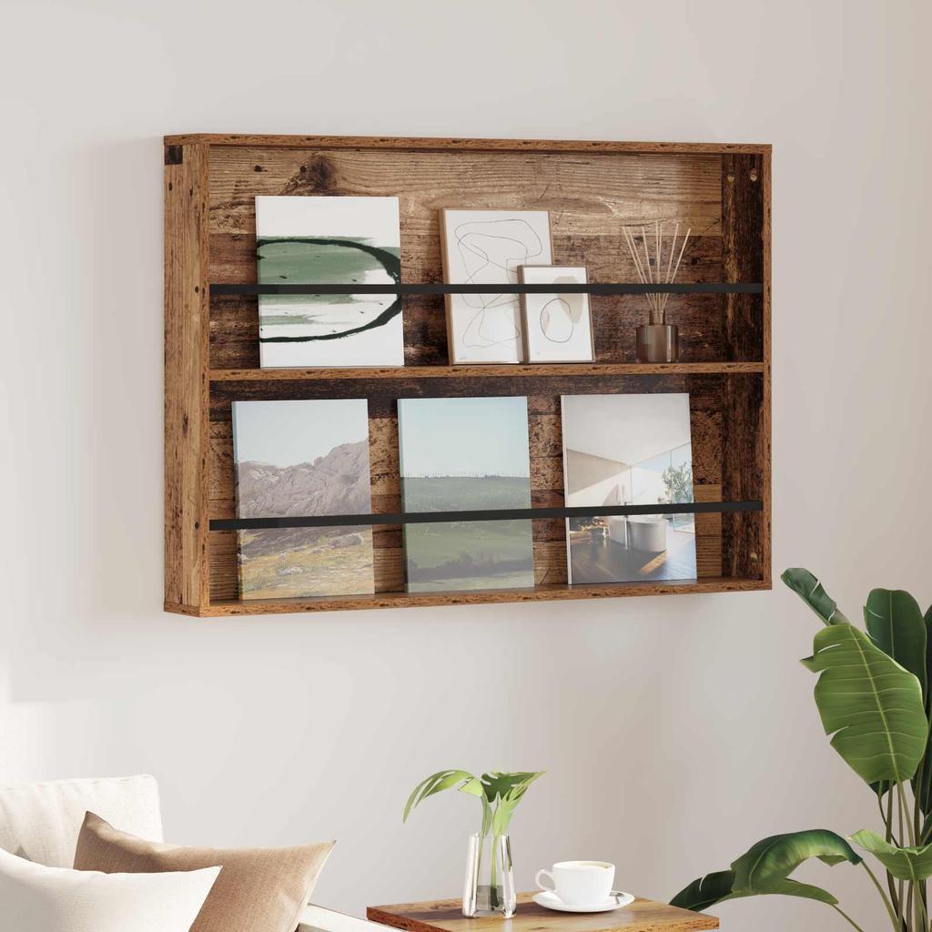 Magazine Shelf with Shelf Reclaimed Wood Style 100 x 12 x 70 cm Wood Based Material