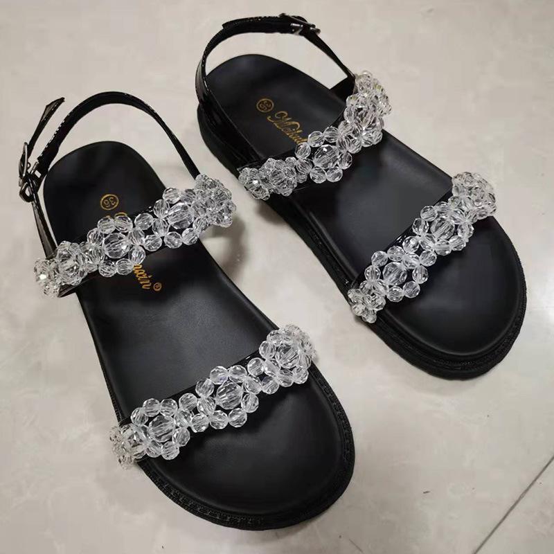 

One piece in stock distributes fairy wind summer new models with flowers soft bottom heightened thick bottom cool slippers female 31 чорний
