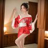 Japanese Kimono Style Sexy Cosplay Costume for Women, Anime Game Role Play Outfit, Printed Polyester Geisha Dress