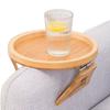 A25F-Sofa Armrest Tray, Wooden & Bamboo Folding Sofa Tray Table Use For Eating/Remote/Drinks/Phone (Round, Square)