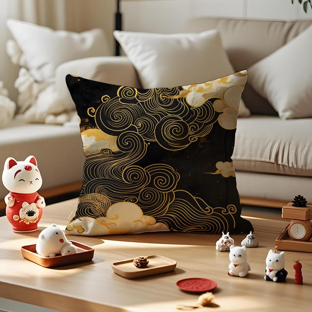 Chinese Cloud Pattern Cushion Cover Anti-dustmite Pillowcase Invisible Zipper Silky Short Plush Sofa Cushion Cover