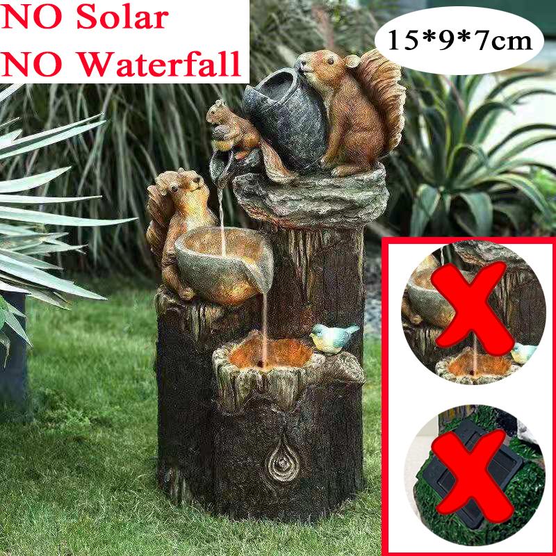 D2 Duck Squirrel Solar Power Resin Patio Fountain Garden Design With Led Light Garden Decoration Outdoor Simulation Decoration