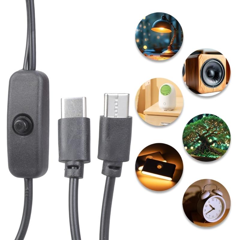 Double  Port Type C Splitter Charging Cord switches  Control 5V 2A Power Supply 2 Port Type C Charger Cable for Smartphones