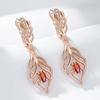 Trendige Lange Hängende Ohrringe Für Damen Mode Roségold Farbe Roter Natürlicher Zirkon Accessoires Täglicher Feinschmuck