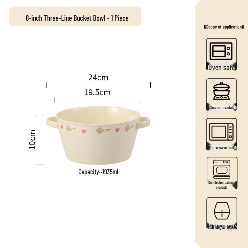 Keramická jídelní sada Cream Wisteria: Rýžová miska, Polévková miska, Kulaté a Hluboké talíře