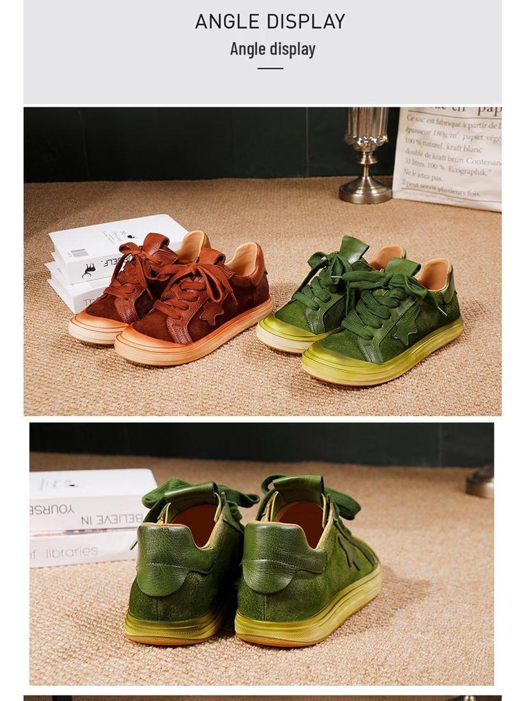 Four Seasons Damen Herbst 2025 Echtleder Schnür-Skateschuhe