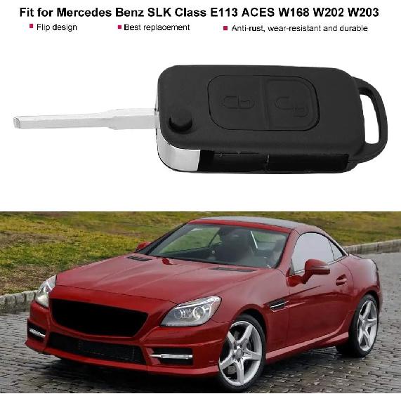 Yctze Flip 2 Tasten Fernbedienung Schlüsselanhänger Hülle Schale Passend für Benz SLK-Klasse E113 ACES W168 Schlüsselanhänger für SLK, Mercedes Sprinter Klappschlüsselanhänger