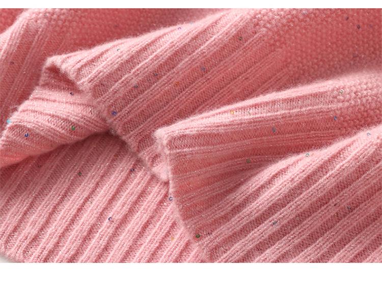 High-End 100% Wool Turtleneck Sweater with Sequins - Autumn/Winter Collection