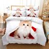 Cat Duvet Cover Set Cute Kitty Theme Bedding Set for Kids Girls 2/3pcs Single Double Queen King Size Comforter Cover Bedclothes