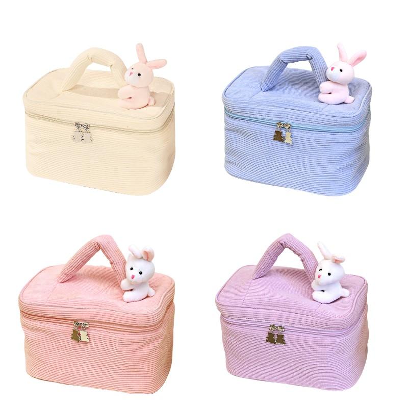 Plush Largecapacity Cosmetic Bag Bunny Portable Corduroy Storage Wash Up Bag