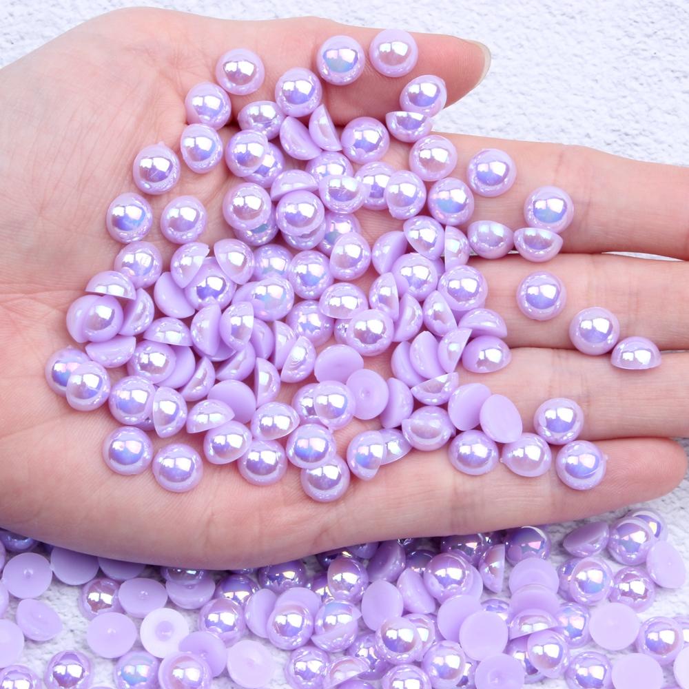 Resin Half Round Flatback Beads 2-6mm Mix Size Glue on Loose Rhinestones for Clothes Dresses DIY Crafts Scrapbook Decoration